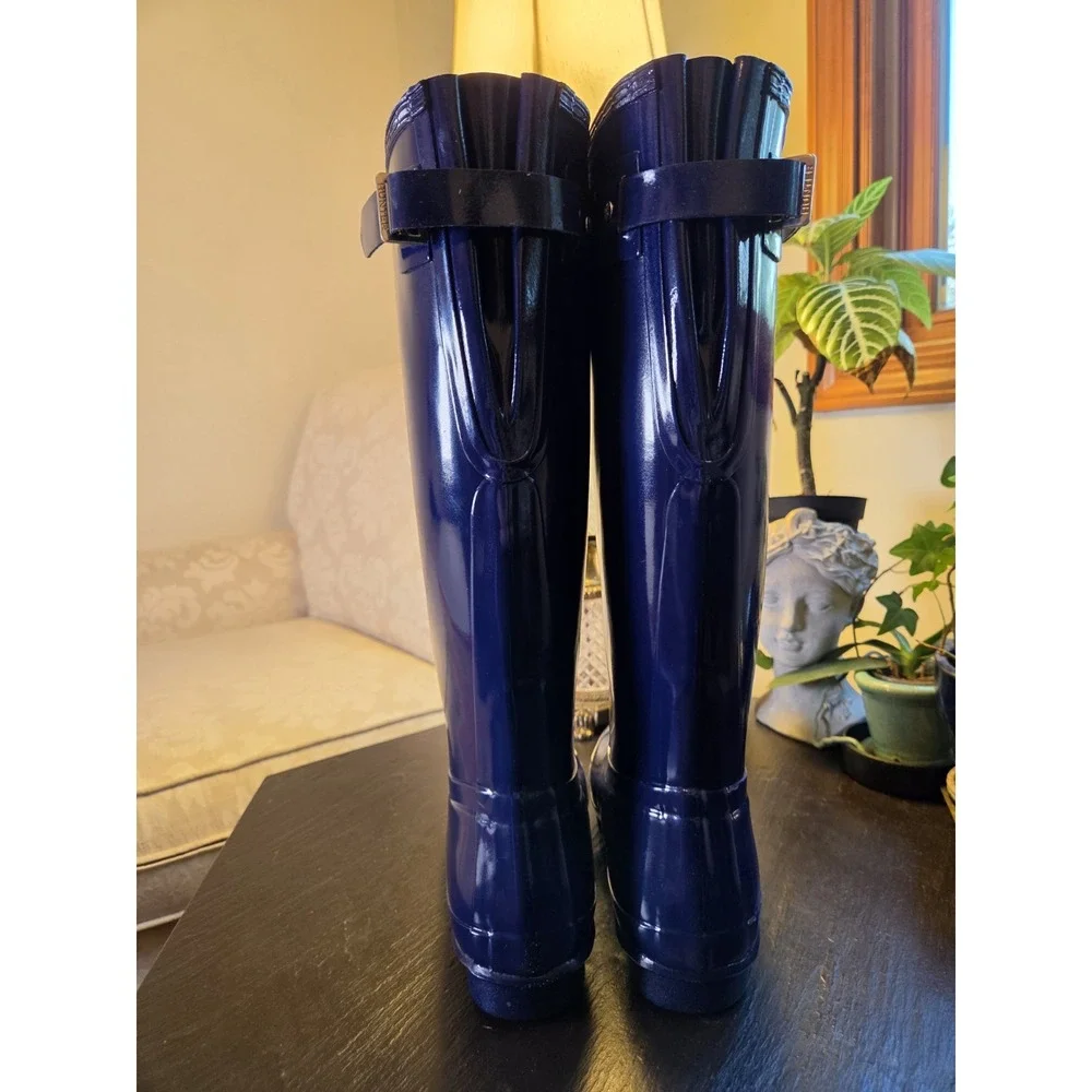 Hunter Org Wms Tall Rain Boots Melody Back Ad Gloss Rubber WP Wellies 9 NEW $190